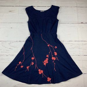 eShakti floral vneck fit & flare A-line dress G18